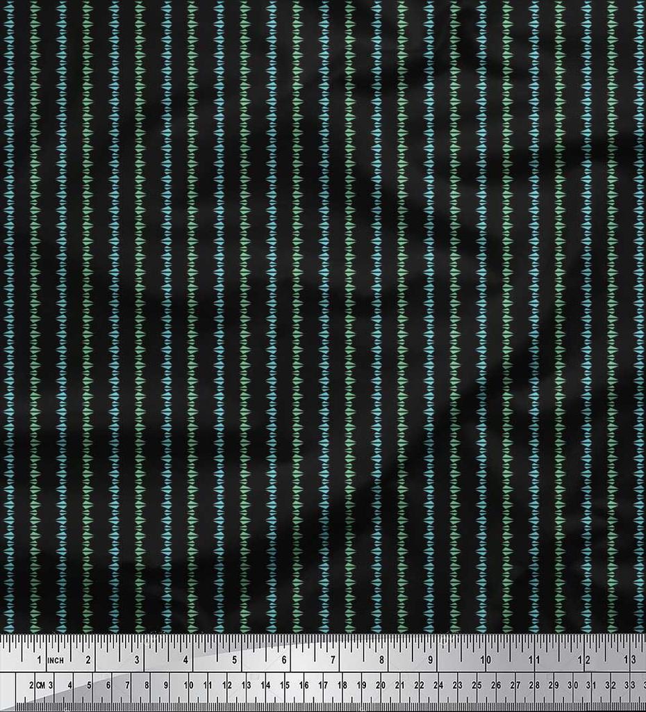 Soimoi Japan Crepe Satin Fabric Triangle Shirting Printed Craft Fabric by the Metre 42 Inch