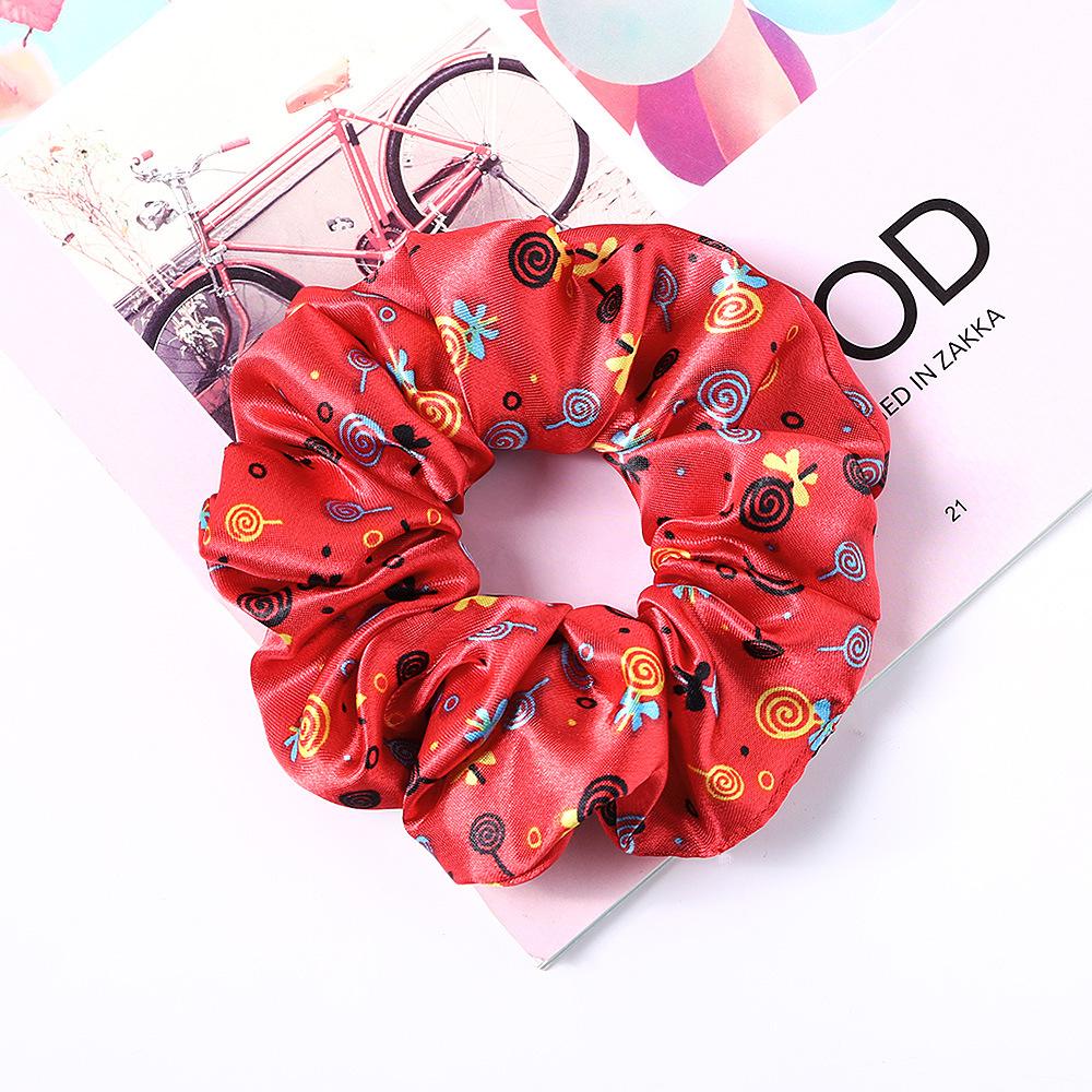 New Satin Printed Flower Floral Scrunchie Women Girls Elastic Hair Rubber Bands Accessories Tie Hair Ring Rope Holder Headdress