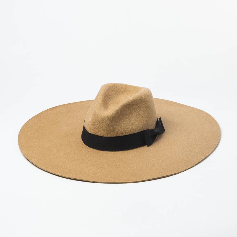 Fashion Elegant Felt Hat Men Wool Big Wide Brim Panama Hat Pie Church Party Winter Fedora for Women