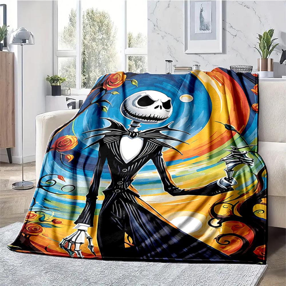 The Nightmare Before Christmas Theme Printed Blanket - Perfect for Couch, Bed, Travel & Outdoor Use | Machine Washable, Cozy & Durable.