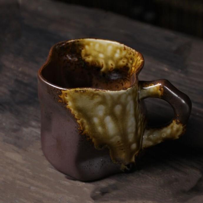 Japanese-Style Simple Coarse Pottery Coffee Cup Creative Kiln Change Mug Retro Ceramic Cup Home Cup Office Cup Breakfast Cup