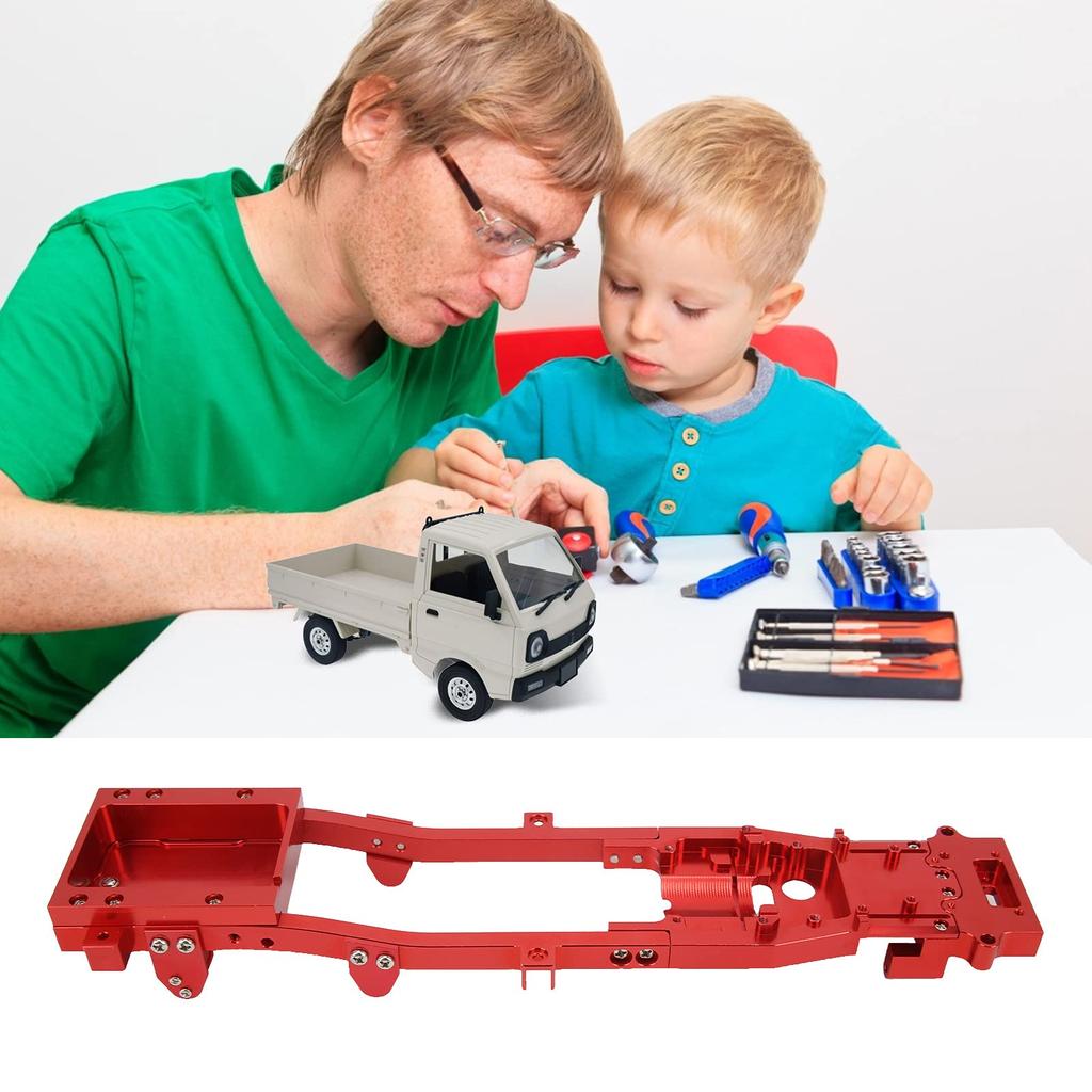 RC Metal Chassis Frame, Aluminum Alloy, Long Life, for WPL D12, 1/10 Scale RC Car Upgrade Parts, Aluminum Chassis Frame, RC DIY Parts (Red)