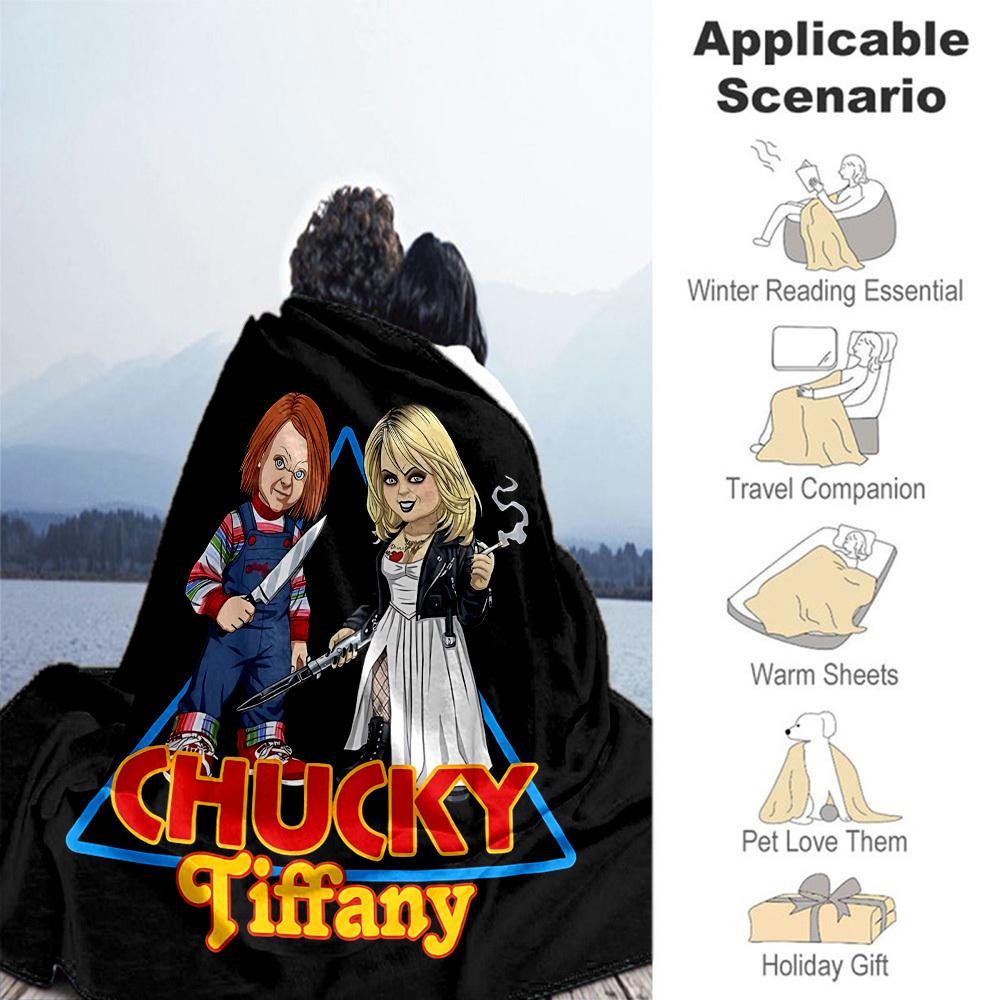 1pc Chucky Tiffany Outdoor Blanket Lightweight Flannel, All-Season Use for Sofa, Bed, Travel, Camping, Living Room, Office, Couch101