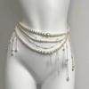 Fashionable Multi-Layer Flower Tassel Waist Chain Retro Pearl Waist Chain For Women Girls Body Chain Clothing Accessories Gifts