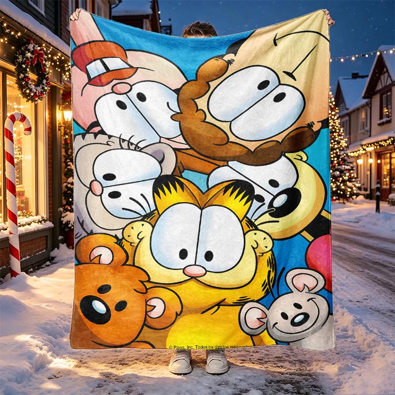 Garfield Pattern Blanket for Home Decoration, Bed, Sofa, Car Travel, Camping, Suitable for All Seasons, Birthday Christmas Gift