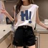 Spring/Summer Sleeveless Women's Round Neck Loose Camisole - Hong Kong Style Sports Vest