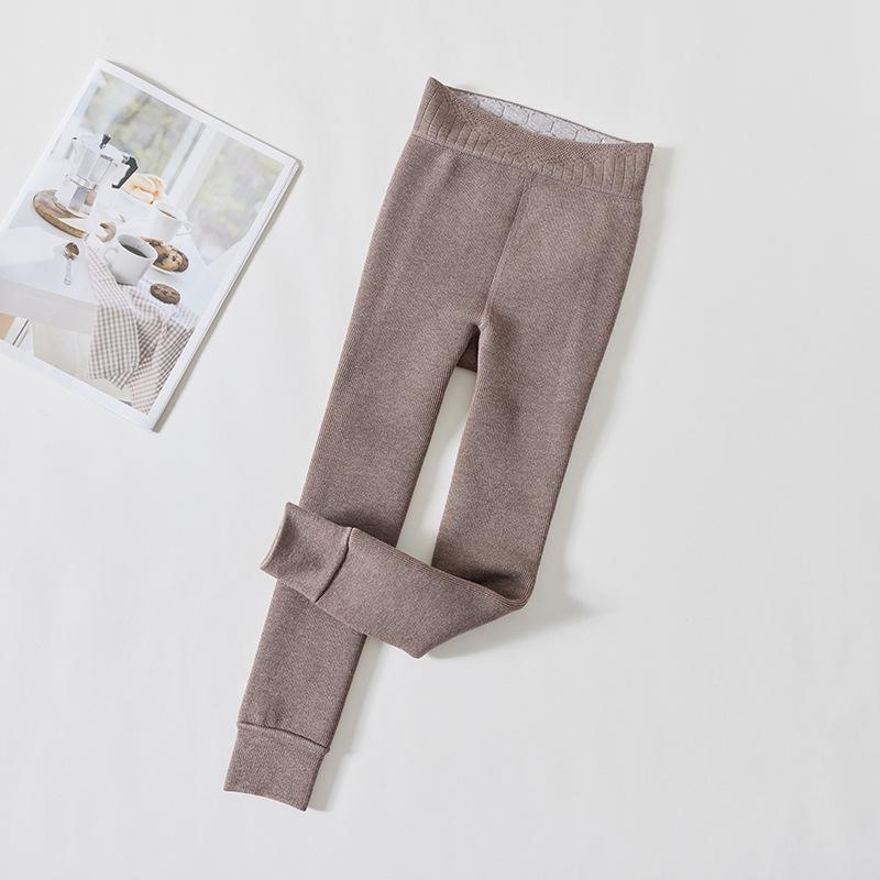 Children's Winter Fleece-Lined Cotton Leggings with Hip-Lifting Lambskin, Warm Nine-Point Design