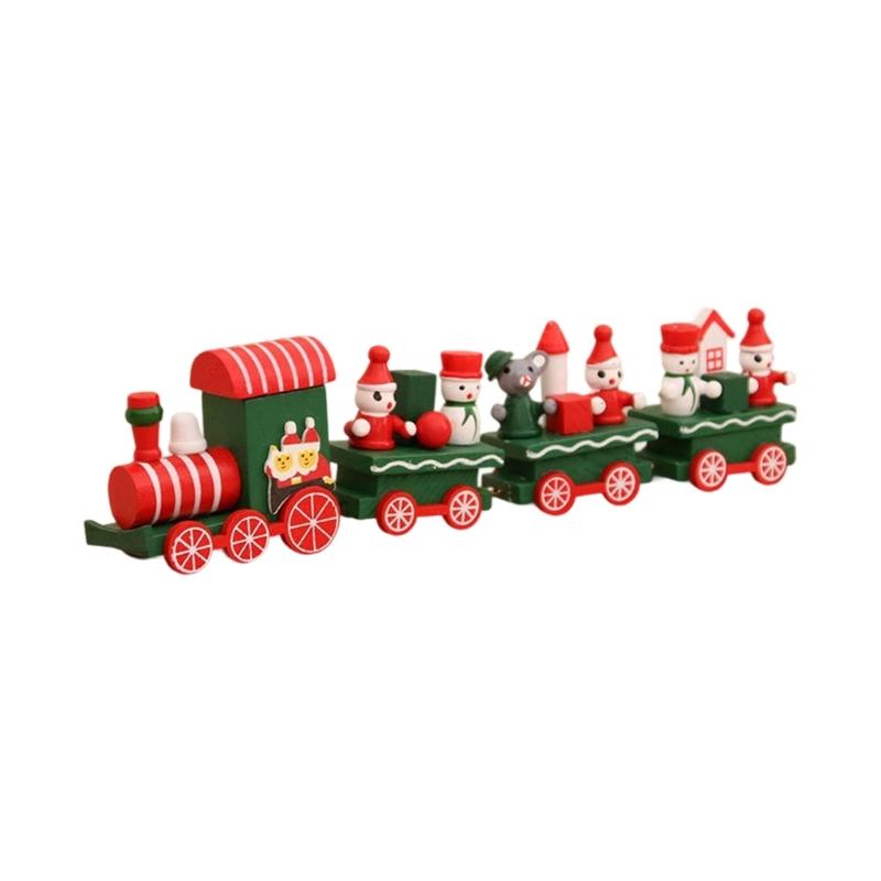 Hand Carved Wooden Holiday Train Display Toy Ornament For Seasonal Home Decoration And Decorative Kids Room Accent