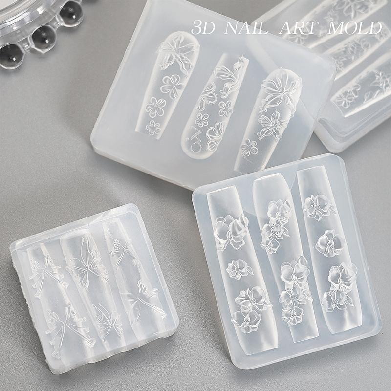 3D Silicone Relief Mold Butterfly Flower Design Nails Diy Design Nail Art Decorations Silicone Nail Mold Nail Accessories