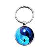 Chic Yin Yang Taiji Time Gem Keychain Zinc Alloy Key Ring With Unique Colors