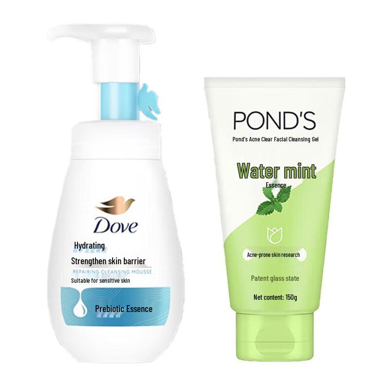 Pond's Acne Clearing Facial Cleanser & Dove Hydrating Foam Bundle