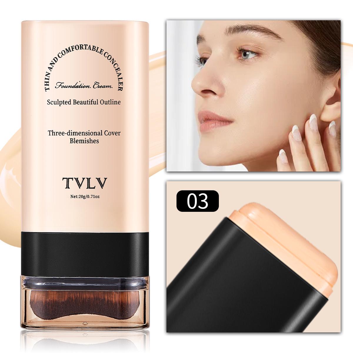 

TVLV Eraser Foundation Stick с кисточкой — стойкий, нескользящий консилер, осветляет тон кожи, 20 г 20g per piece