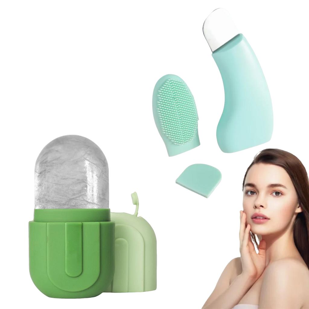 2PCS Face Ice Roller Blackhead Remover Set Silicone Face Lifting Ice Cube Facial Massager Face Scraper Beauty Skin Care Tools