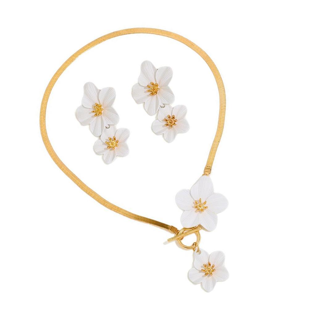 Elegant Floral Jewelry Set For Women Elegant Spring Summer Vacation Beach Essentials Alloy Lightweight Design