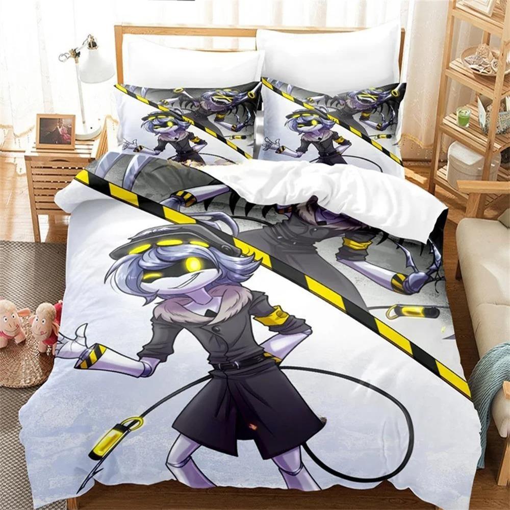 Murder Drones 3D Cartoon Duvet Cover Soft Skin-Friendly Breathable Bedding Set with Zipper for Kids Boys Girls Bedroom Decor