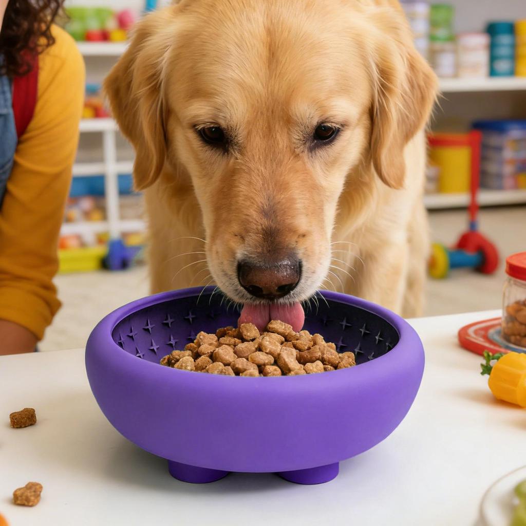 Slow Feeder Cat Bowl Silicone Non-Slip Pet Dishes with Strong Suction Cup Dog Puzzle Feeder for Puppy Medium Pet Drinking Eating