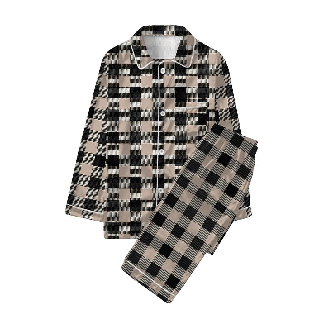 Women's 2 Piece Printed Suit Long Sleeve Button Up Top Wide Leg Pants Suit Set Pajamas Home Casual Suit
