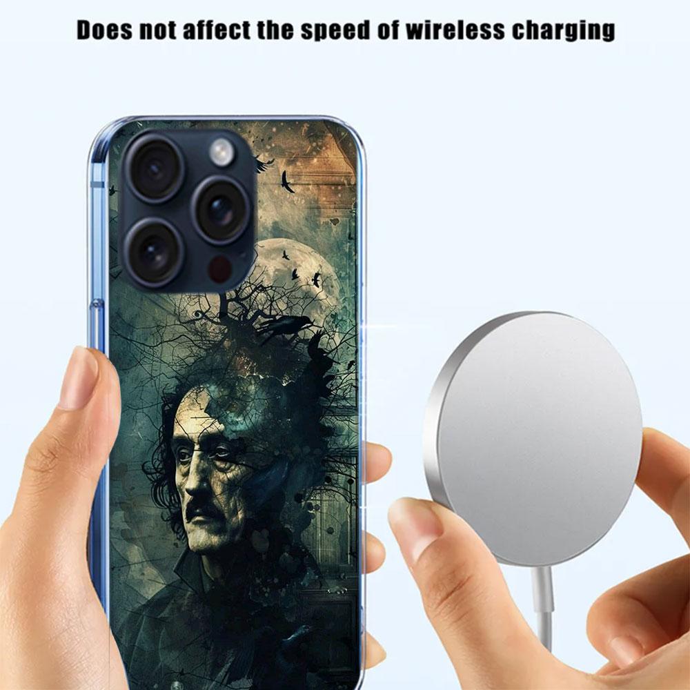 Edgar Allan Poe Clear Phone Case For Iphone 17 Air 16 Pro Max 15 Pro 14 Plus 17E 16E 11 13 12 Mini Cover Cases Fundas Cell TPU C