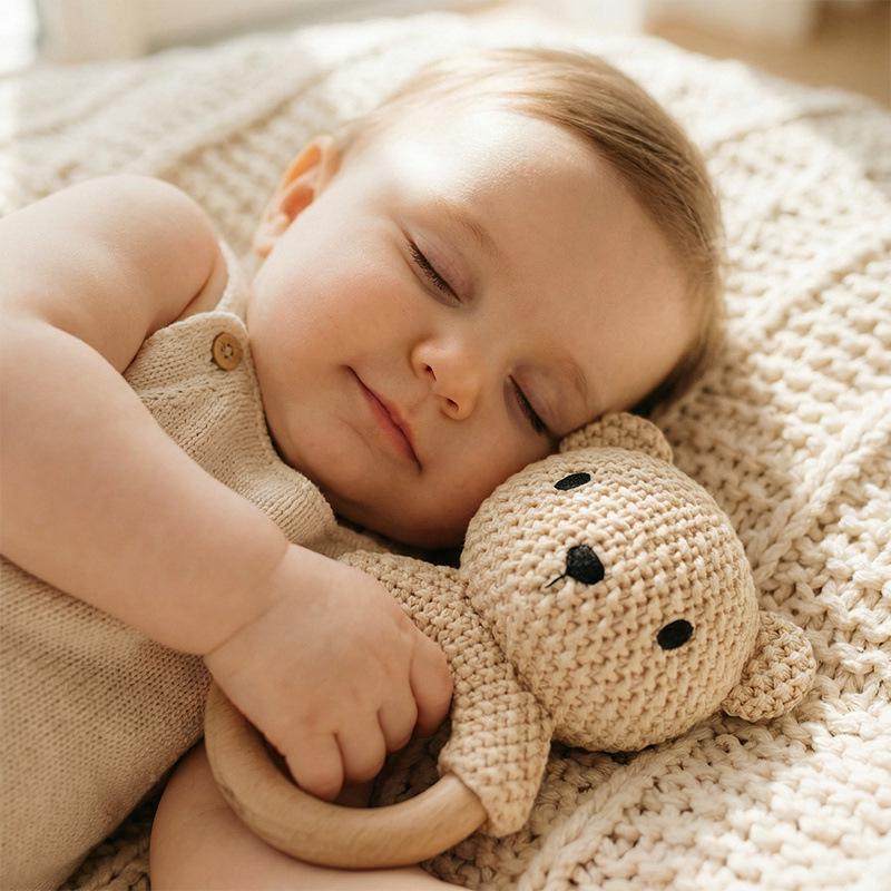 Knitted Cross-Stitch Plush Animal Doll - Cute Rabbit & Bear Companion