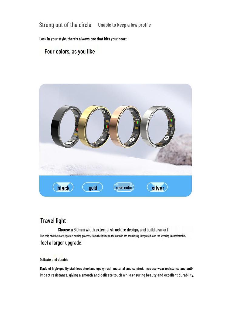 Cross-Border Bestseller Smart Ring: Heart Rate, Blood Oxygen, Sleep Monitoring, Waterproof, Remote Photo & Video Control.