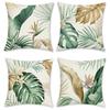 4Pcs Tropical Leaf Cushion Covers, Vibrant Green Monstera & Palm Print Pillow Cases For Sofa Bedroom Living Room 45X45Cm