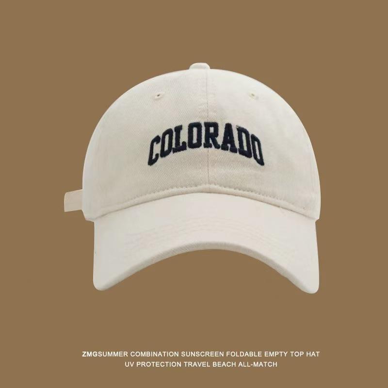 Versatile Large Head Baseball Cap: Solid Color, Deep Crown, Wide Brim, Embroidered Letter Design