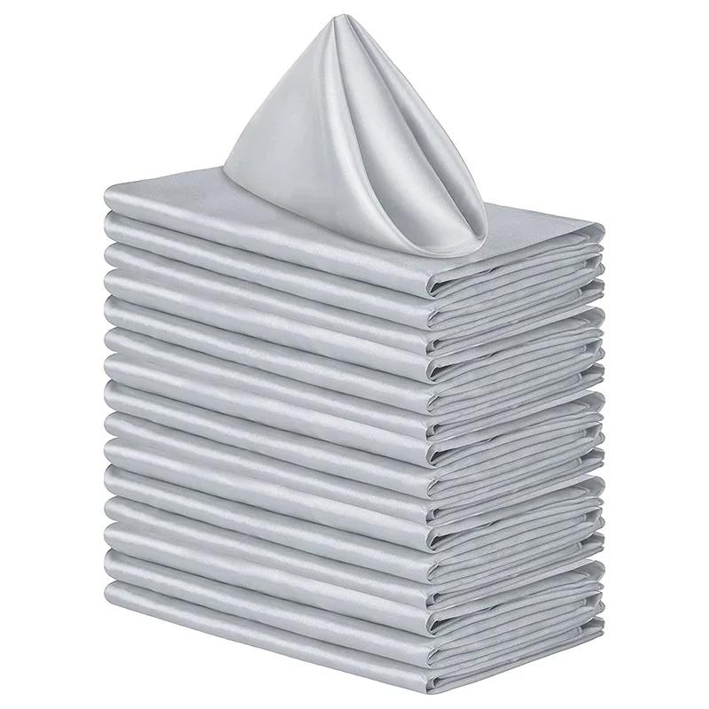 10pcs Satin Napkin 43cm*43cm Serving Table Decor Dinner Towel for Wedding Party Home Hotel Christmas Decor Table Napkins Green