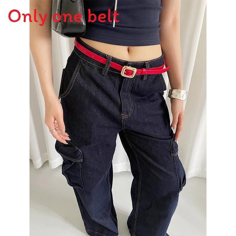 Bohemian Roter Pu-Leder-Taillengürtel Für Damen Mit Vintage-Krokodilmuster Für Kleider Oder Jeans