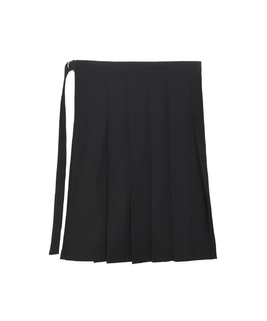 Nigaennikol Layered Pleats Wrap Skirt_Black