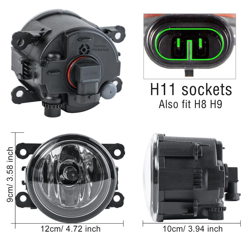 LED Fog Lights Dual Color Switch White & Yellow For Renault Megane 2 3 Duster Sandero Fluence Koleos Kangoo Thalia Laguna Twingo