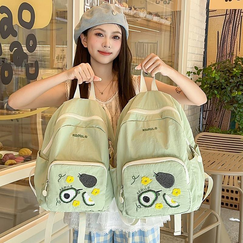 Pattern Printed Embroidery Nylon Small Backpack For School And Weekend Travel