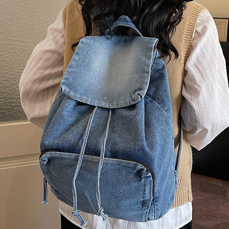Schultasche Retro Denim Rucksack Damen Neu Große Kapazität Canvas Rucksack Schüler Schultasche Einfach Persönlichkeit Große Tasche