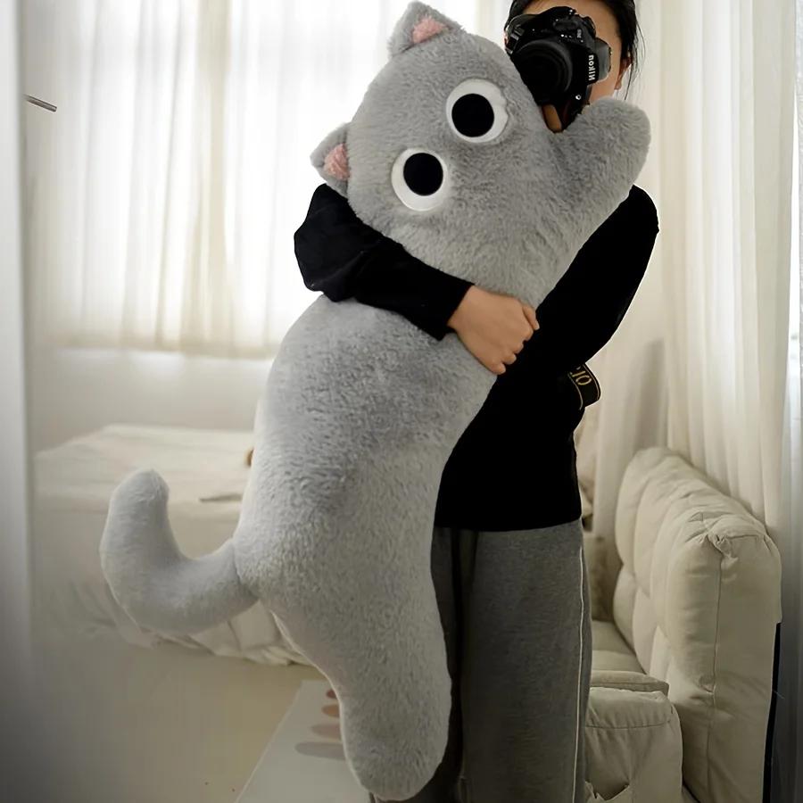 Logic Cat Doll Plush Toy Black Cat Plush Pillow Bedhead Long Pillow Dormitory Sleeping Leg Clamp Pillow Sofa Cushion Home Use