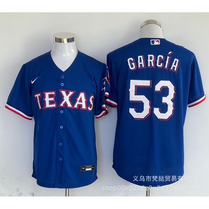 Mens MLB Texas Rangers Baseball Jersey Custom Embroidered Seager 5 Garcia 53 DeGrom 48 Short Sleeve Cotton Blend V-Neck Sportswear