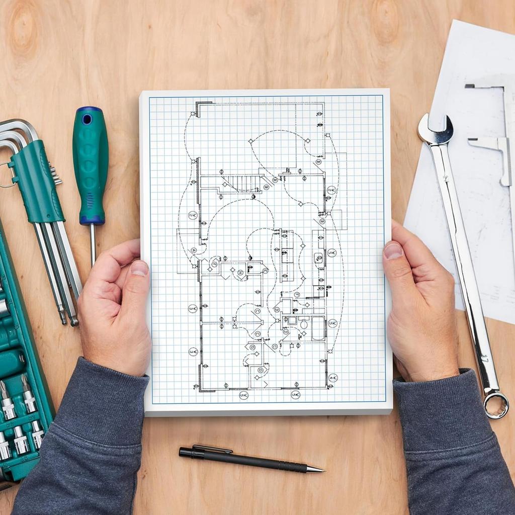 Graph Paper Pad for Blueprint Drawings, Drafting, Engineering Drawing, and Planning - Graph Paper 11x17 Blueprint Quadrille Grid Paper Pads with Blue