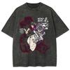 One Piece 2026 Maglietta in Cotone Streetwear Nero Lavato Oversize Manica Corta Casual Quotidiano Monkey D. Luffy Gear 5 Nika Palestra
