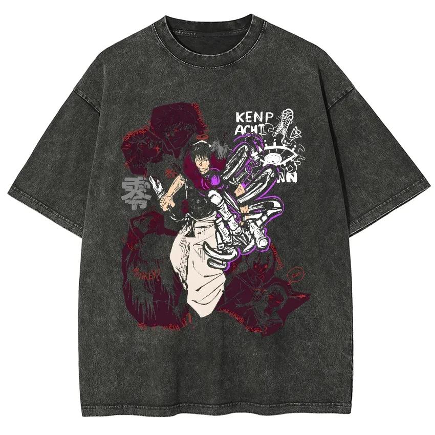 One Piece 2026 Maglietta in Cotone Streetwear Nero Lavato Oversize Manica Corta Casual Quotidiano Monkey D. Luffy Gear 5 Nika Palestra