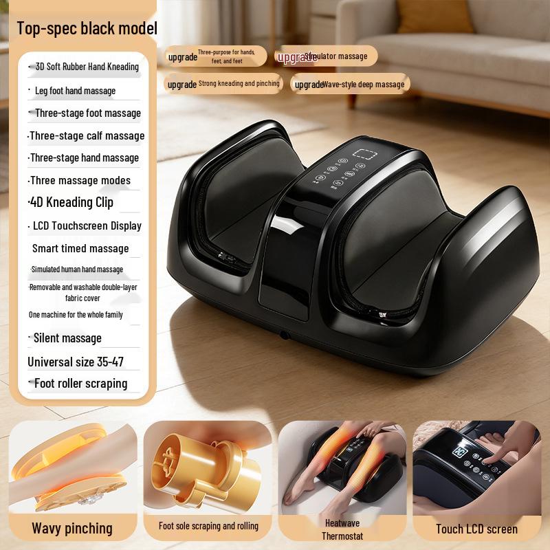 Multi-Functional Open-Style Foot and Calf Massager with Airbag Roller Kneading English Euro Plug