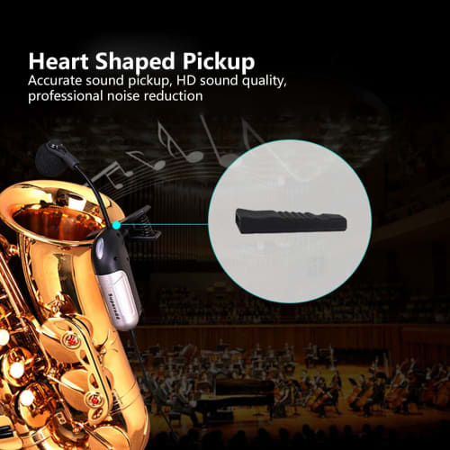 Wireless Instrument Microphone, Pickup Microphone for Horn, Trumpet, Clarinet, UHF Clip-on Gooseneck Condenser Microphone for Saxophone