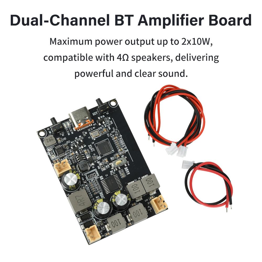 DC5V TWS Bluetooth Amplifier Module 2×10W Dual-Channel Bass Enhancement Algorithm Bluetooth Amplifier Board Type-C Interface
