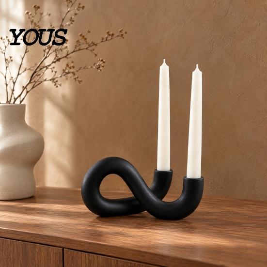 Unique 3D Printed Candle Stand Infinity Loop Taper Holder, Abstract 2?Candlestick Geometric for Two Candles Minimalist Dining Table Decor,