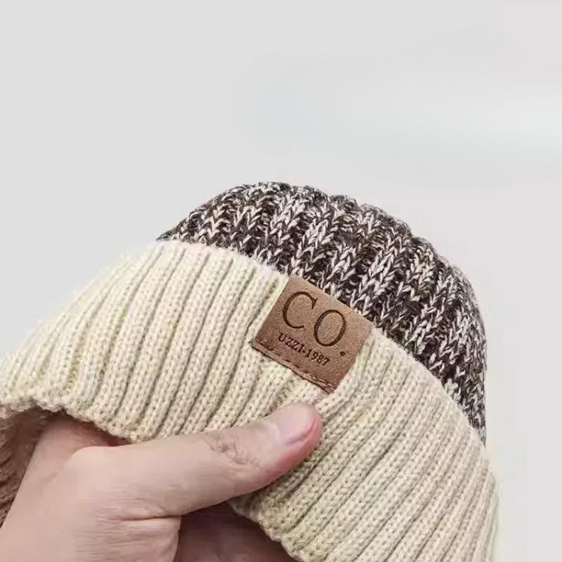 Cold Hat Letter Mark Men Korean Style Knitted Wool Hat Women Autumn and Winter Plus Velvet Thickened Ear Protection Head Hat
