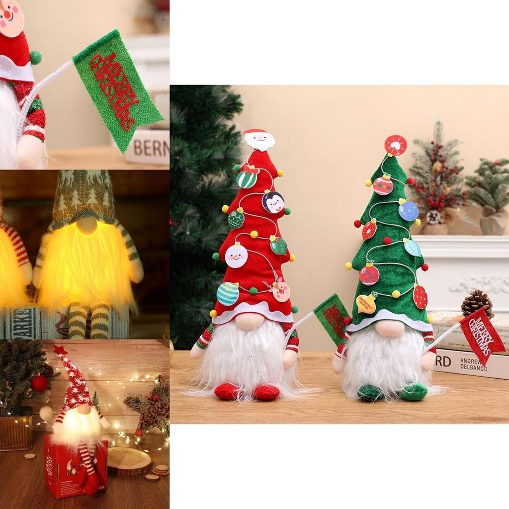 Festive Christmas Gnomes With Led Lights Plush Stuffed Doll Home Decor