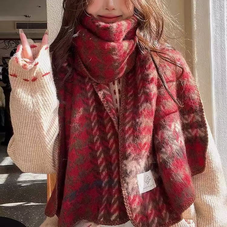 Autumn and Winter New Cold and Warm New Year's Gift Couple Versatile Student Senior Sense Red Scarf Women's Winter