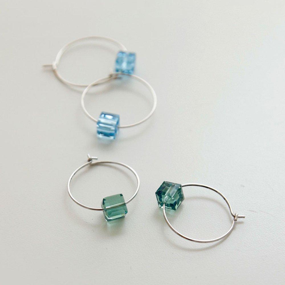 J.Lauren Swallow Cube Silver Ring Earrings M03945