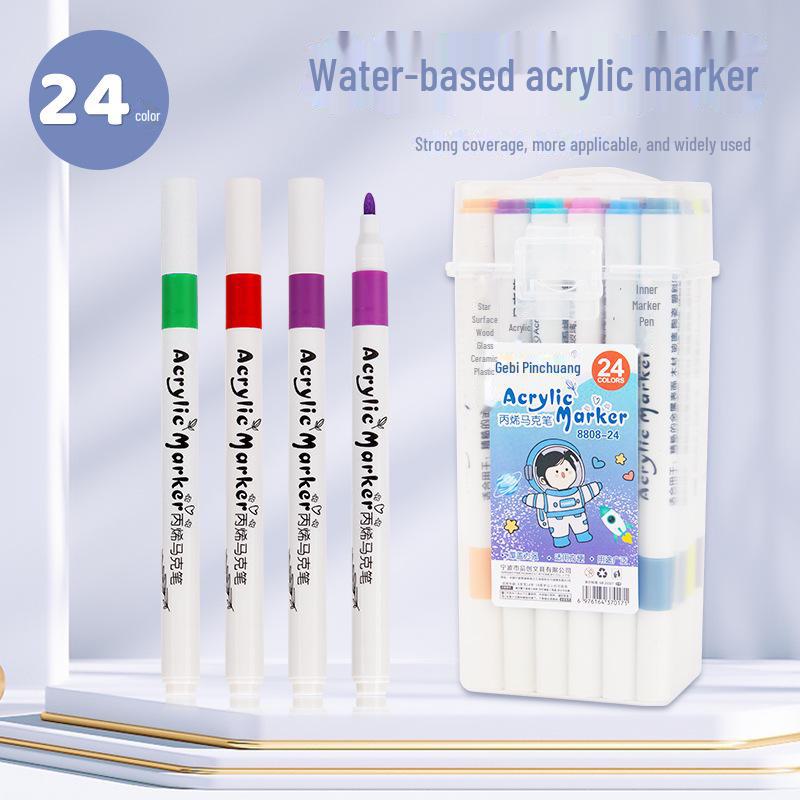 Акриловый маркер с корпусом - на водной основе, смываемый, не растекается, прозрачный держатель