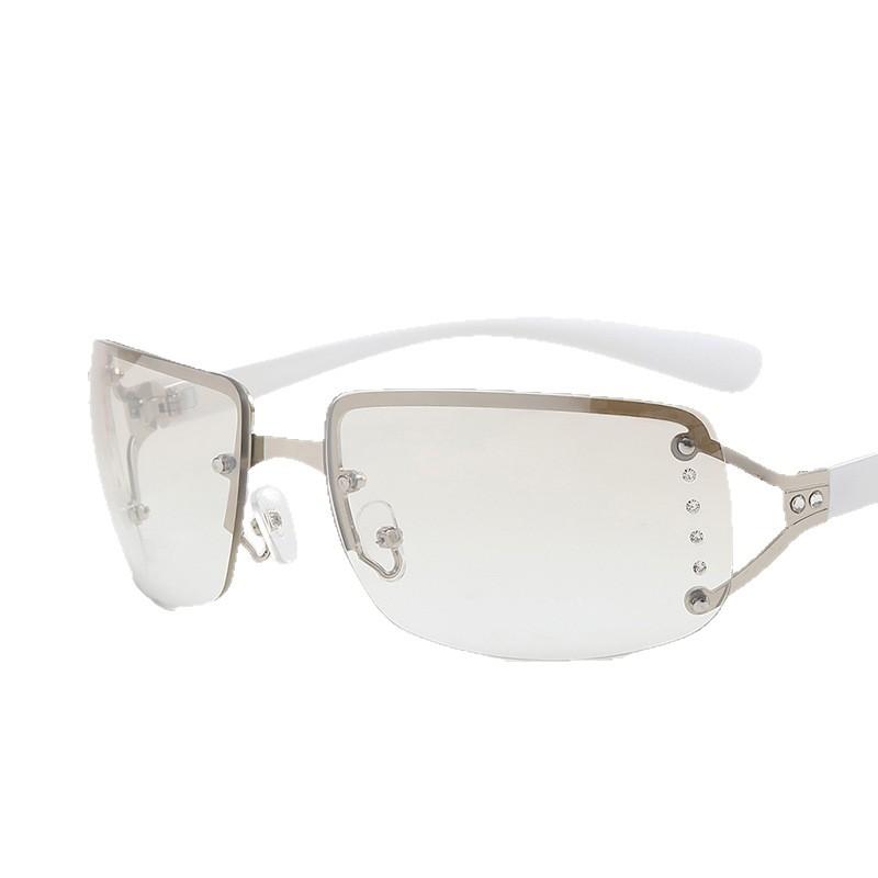 Frameless Diamond-Studded Snow Sunglasses for Women, Y2K Glasses, Trendy Cool Tech-Feel Cyberpunk Sunglasses
