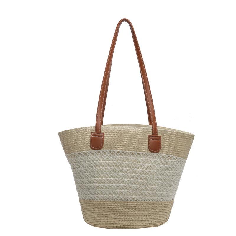 

Summer popular vacation vegetable basket woven bag women s seaside straw bag fashion versatile commuter shoulder bucket bag off білий колір