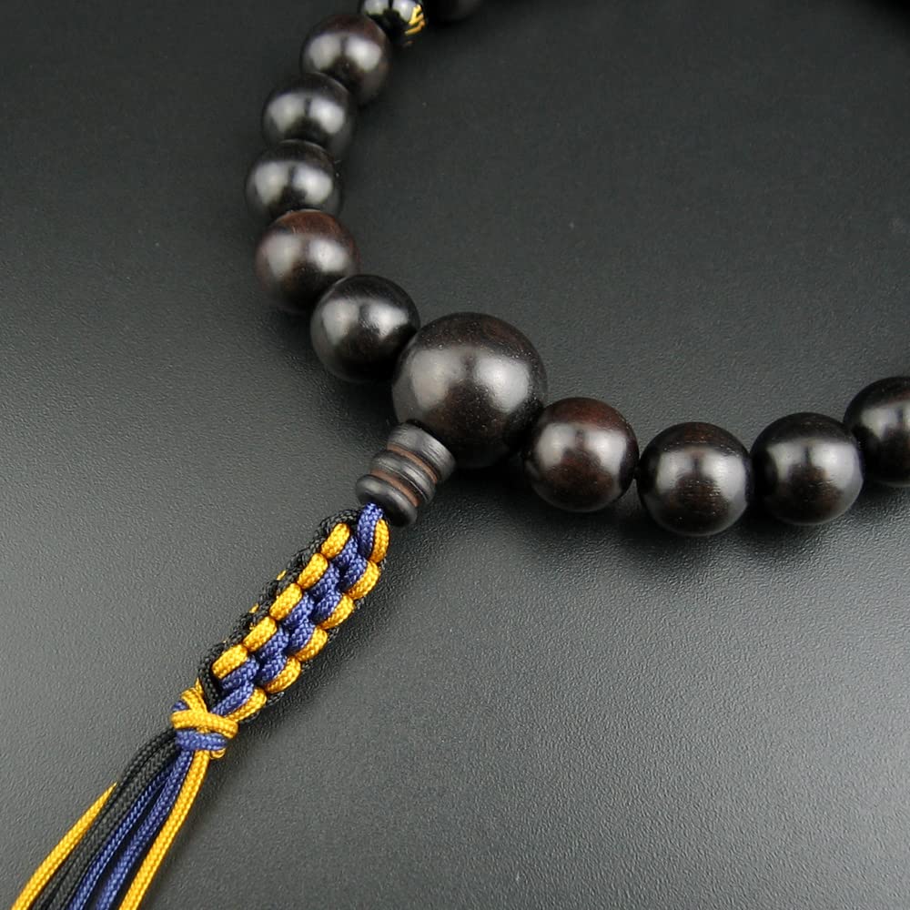 [WONDERFUL LOTUS Myorenka] Myorenka Buddhist Prayer Beads for Men, Jodo Shinshu, 22 Beads, Ebony, Two-Color Tassel, Buddhist Altar Accessories,