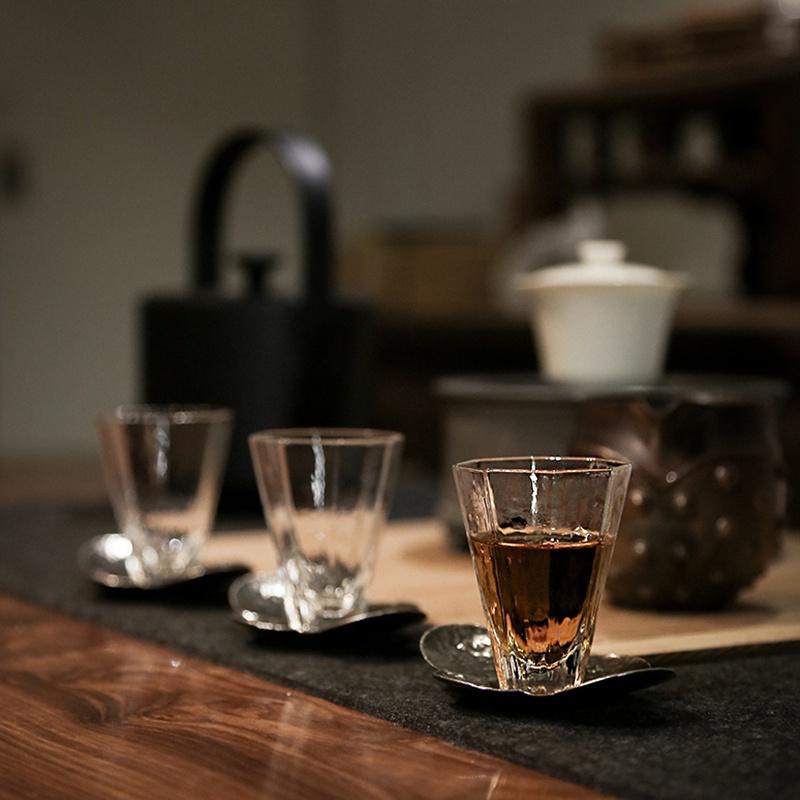 55ml Ice Surface Pattern Glass Small Tea Cup Transparent Heat-resistant Kung Fu Tea Set